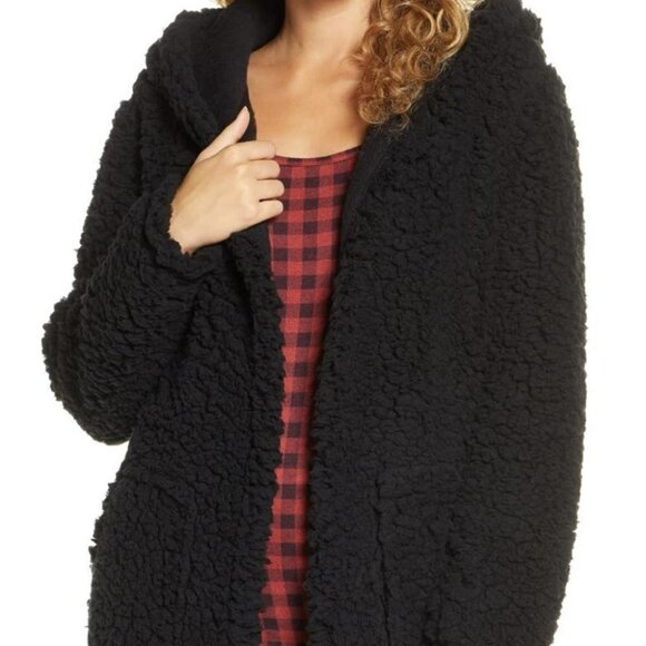 - BP Teddy bear hooded long zipper Light jacket pocket, blush pink NWOT - Picture 1 of 8